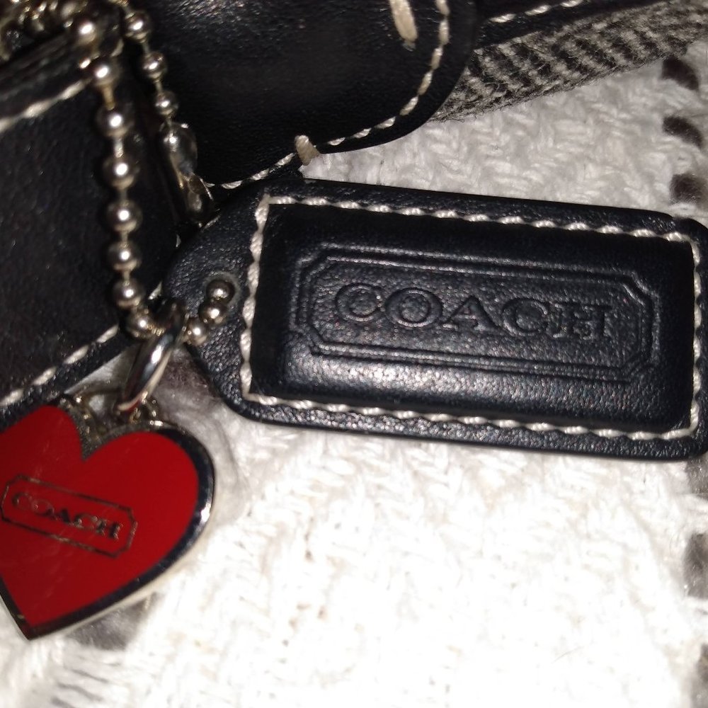 Grey BLK Tweed with Red Interior and accents COACH Purse